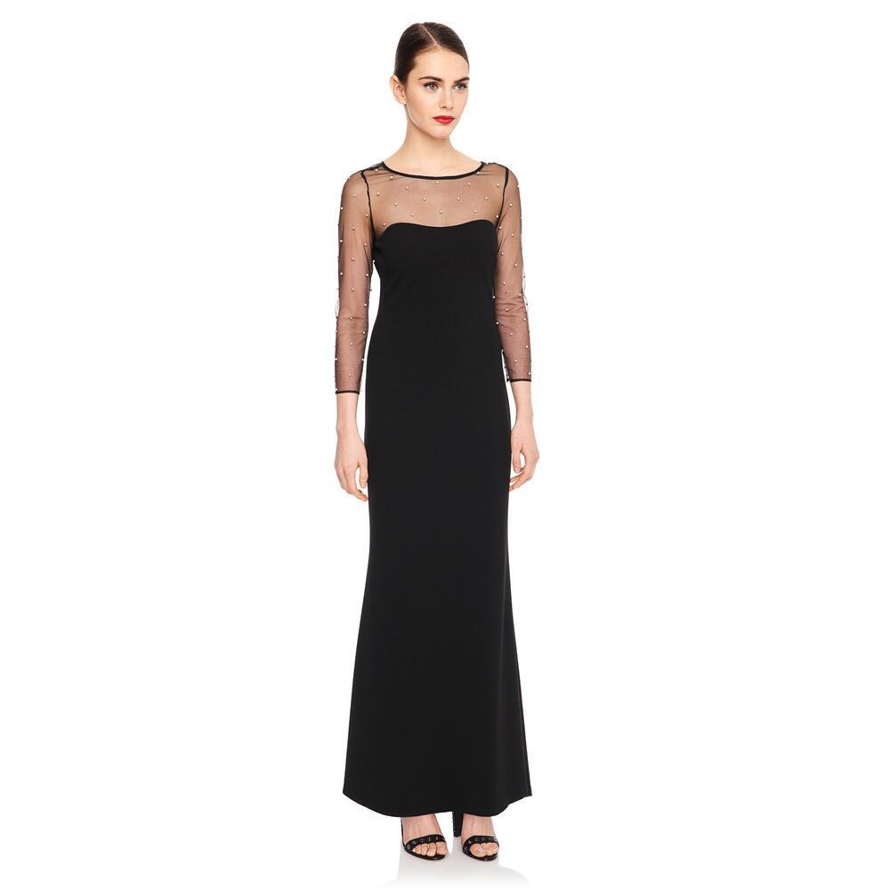 KARL LAGERFELD Black Evening Gown Sheer Sleeves